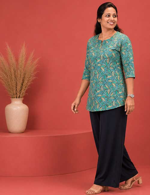 Printed Cotton Tops Green