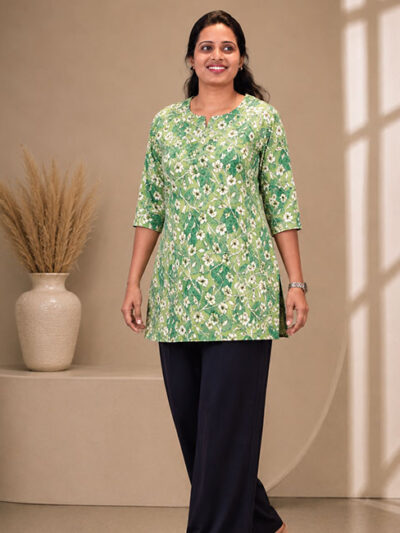 Printed Cotton Light Green Tops