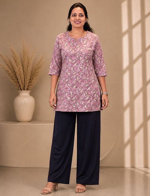 Printed Cotton Lilac Tops - Image 3
