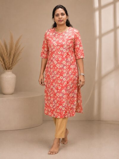 Peach Floral Long Top