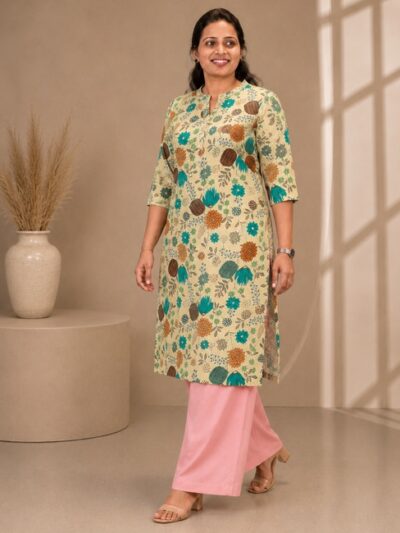 Cream Ditsy Floral Long Top