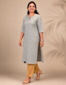 Grey Diamond-Print Long Top