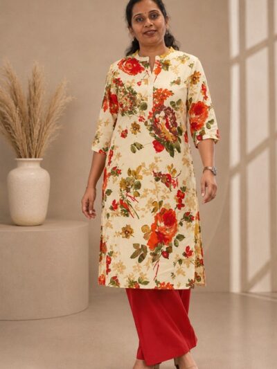 Ivory Rose Floral Long Top