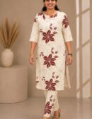 Ivory Maroon Floral Co-ord Set