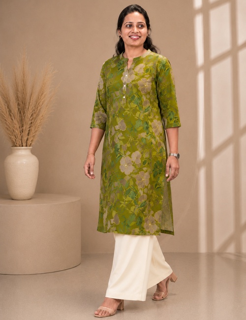 Lime Green Floral Long Top