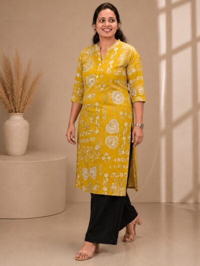 Mustard Ethnic Motif Long Top