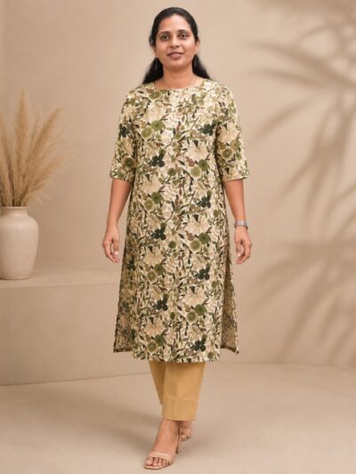 Olive Green Floral Long Top