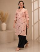 Peach Sketch Floral Long Top