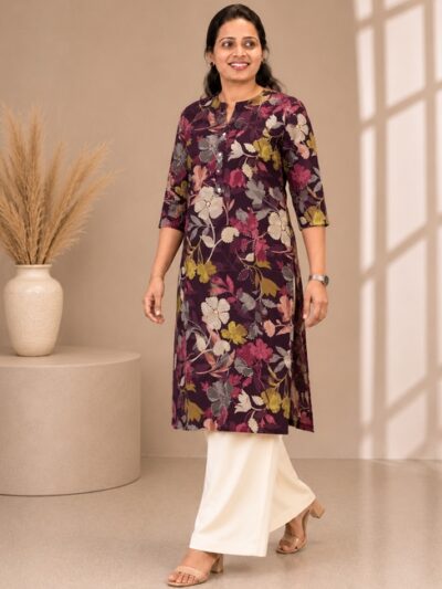 Plum Floral Long Top