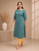 Teal Dot-Floral Long Top