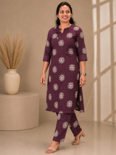 Wine Block Print Co-ord Set