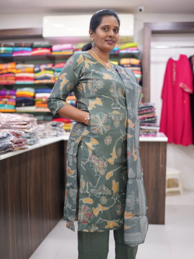 Rust Printed Kurta Palazzo Set with Shawl