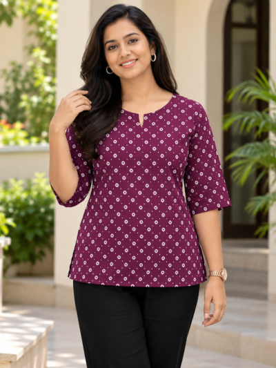 Women's Cotton Spun Printed Short Top